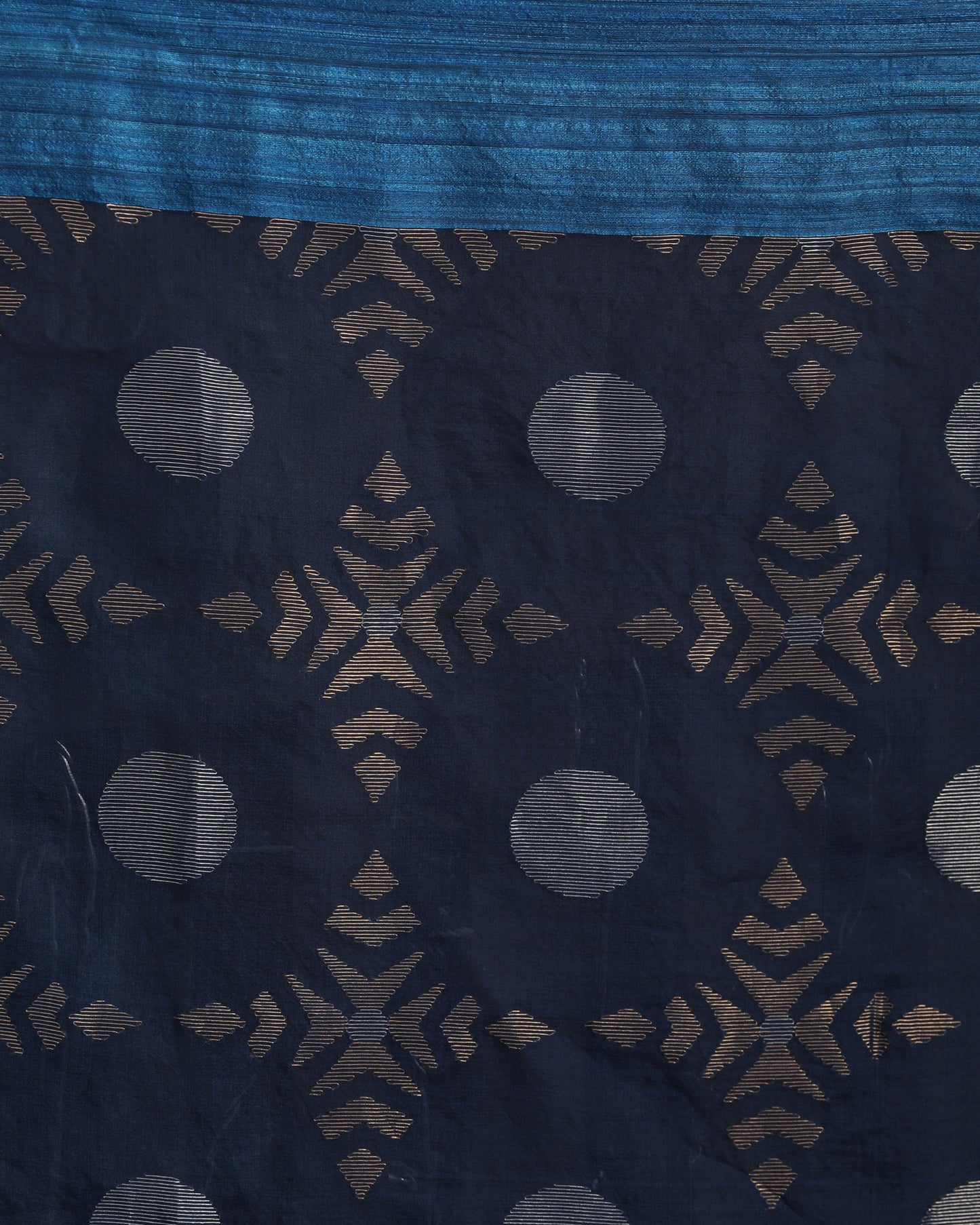 Women's Dark Sky Blue Matka Silk Handloom Traditional Jamdani Saree