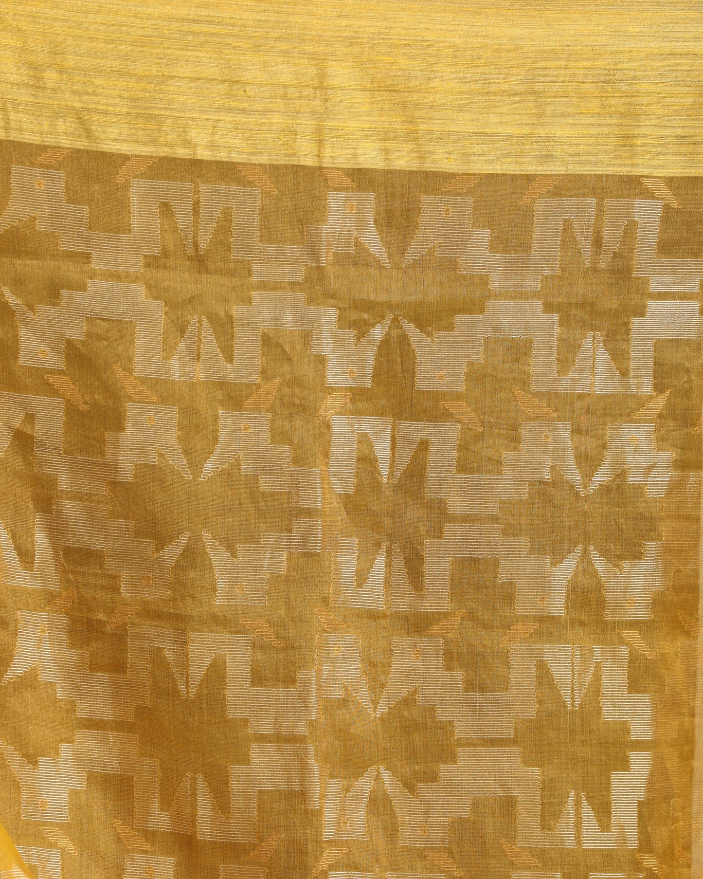 Women's Lemon Matka Silk Handloom Traditional Jamdani Saree