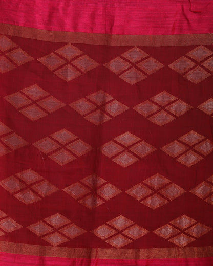 Women's Fuchsia Matka Silk Handloom Traditional Sequin Jamdani Saree