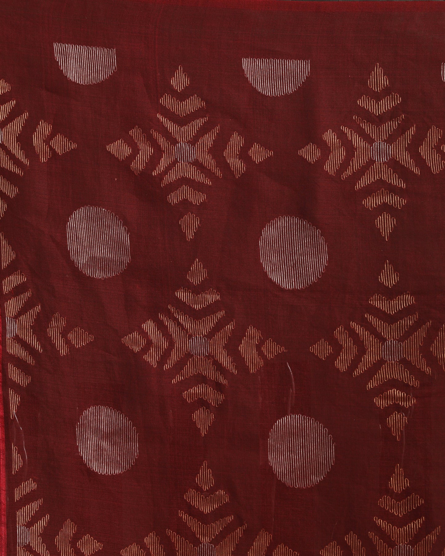 Women's Maroon Matka Silk Handloom Traditional Jamdani Saree