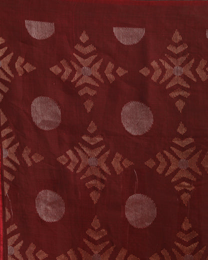 Women's Maroon Matka Silk Handloom Traditional Jamdani Saree