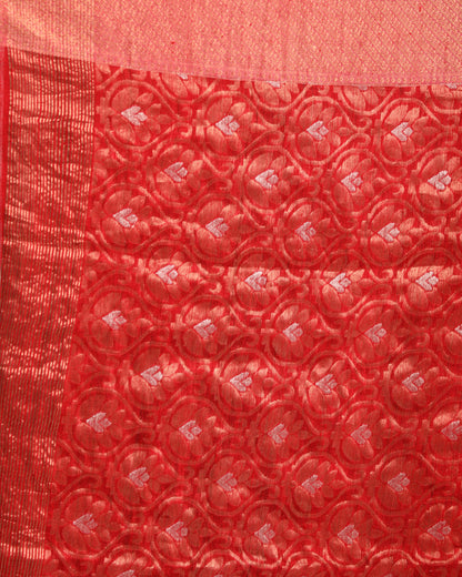 Women's Red Handloom Traditional Tangail Matka Silk Saree
