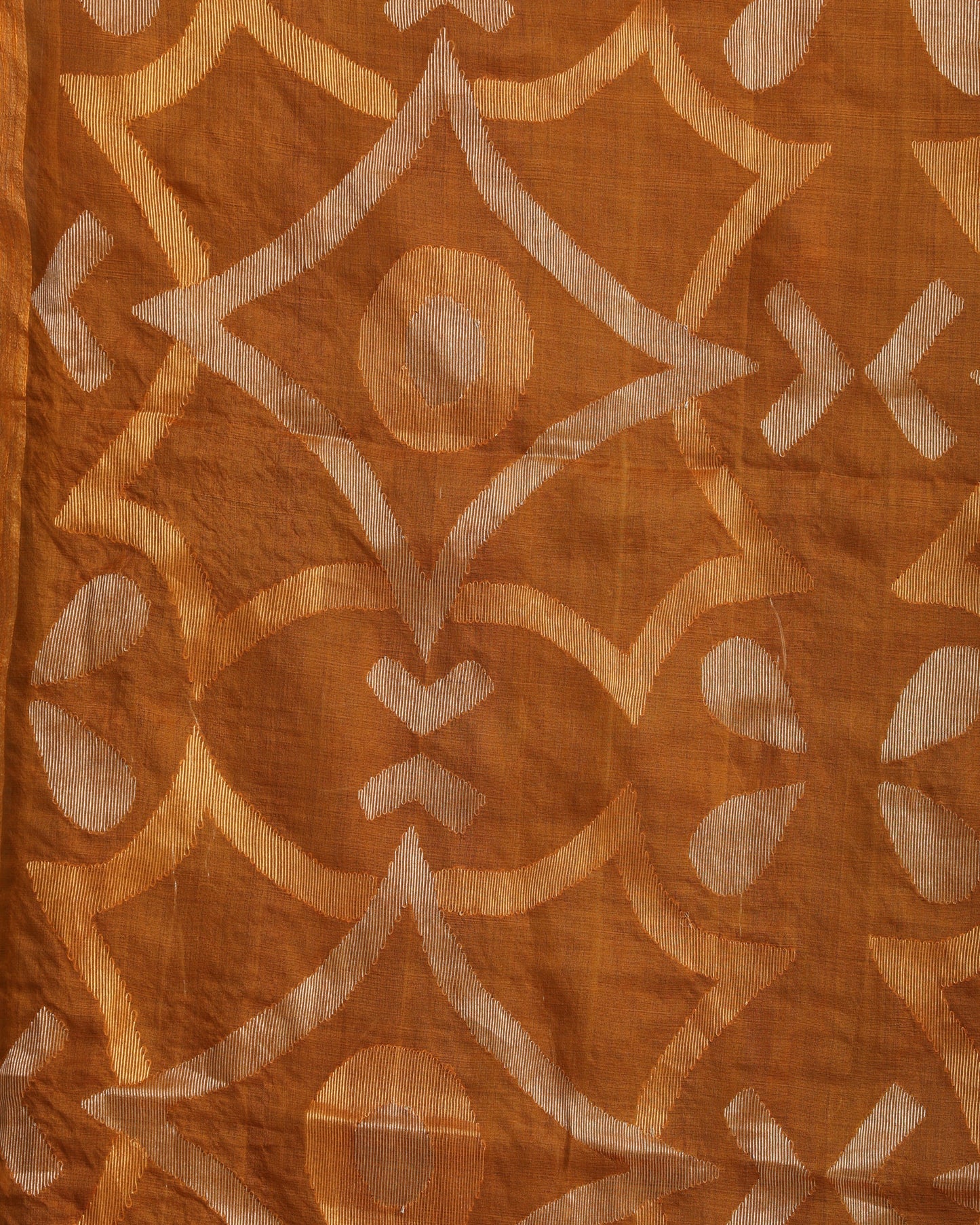 Women's Orange Matka Silk Handloom Traditional Sequin Jamdani Saree