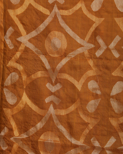 Women's Orange Matka Silk Handloom Traditional Sequin Jamdani Saree