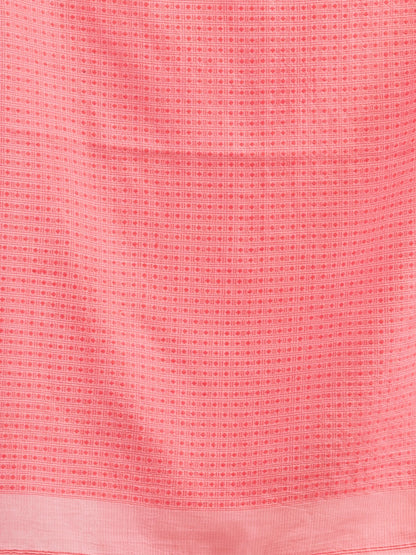 Women's Quartz Pink resham cotton kota check all over Buti jacquqrd Pallu handwoven saree