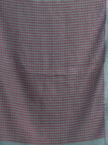 Women's Goofy Grey resham cotton kota check all over Buti jacquqrd Pallu handwoven saree