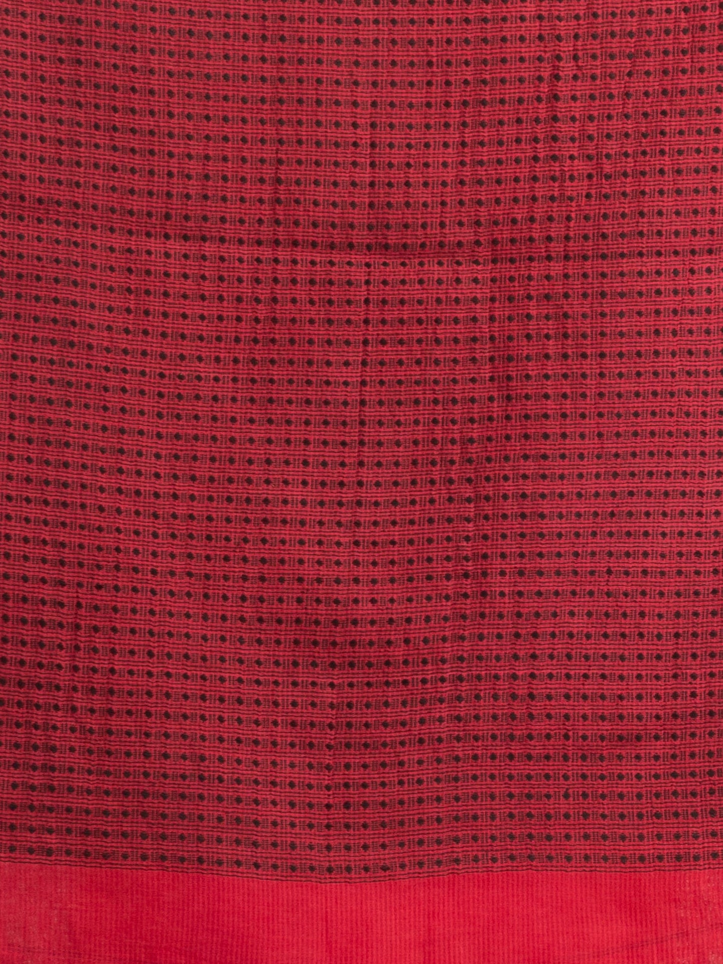 Women's Red resham cotton kota check all over Buti jacquqrd Pallu handwoven saree