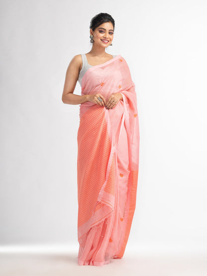 Women's Peachmod resham cotton kota check all over Buti jacquqrd Pallu handwoven saree