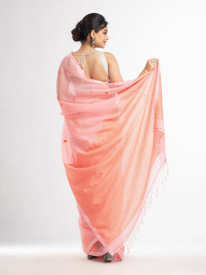 Women's Peachmod resham cotton kota check all over Buti jacquqrd Pallu handwoven saree
