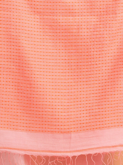 Women's Peachmod resham cotton kota check all over Buti jacquqrd Pallu handwoven saree
