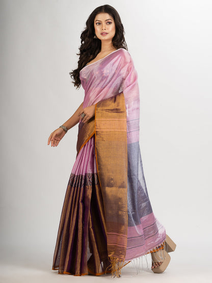 Women's Gold pink Madhumani Jacquard handloom Saree