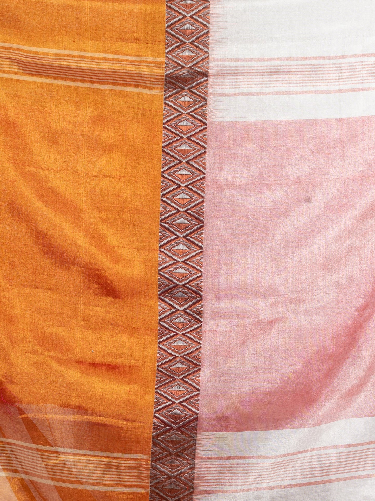 Women's Gold White Zari Cotton Tissue Madhumani Jacquard handloom Saree