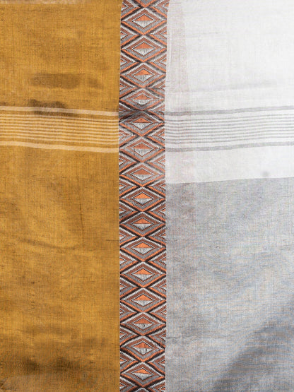 Women's Gold White Zari Cotton Tissue Madhumani Jacquard handloom Saree