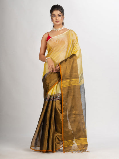 Women's Gold Jungle Zari Cotton Tissue Madhumani Jacquard handloom Saree