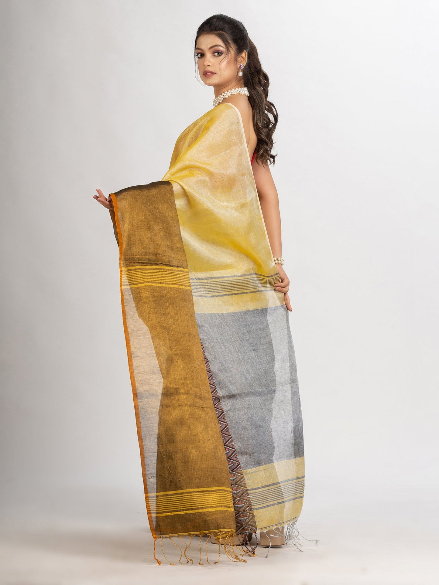 Women's Gold Jungle Zari Cotton Tissue Madhumani Jacquard handloom Saree