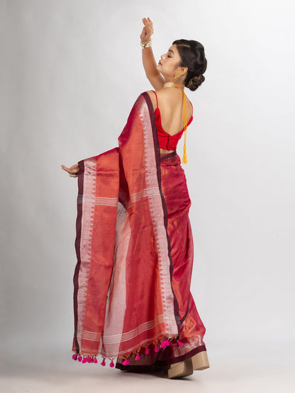 Women's Rani Zari Cotton Tissue Jacquard Border handloom Saree