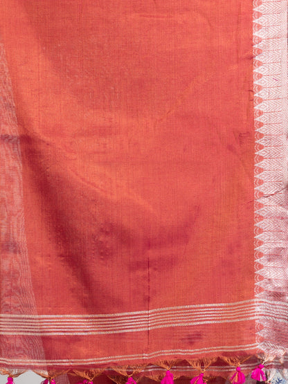 Women's Rani Zari Cotton Tissue Jacquard Border handloom Saree