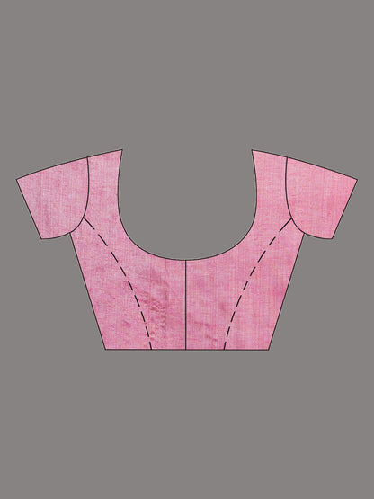 Women's pink tissue cotton solit haif inchi border saree