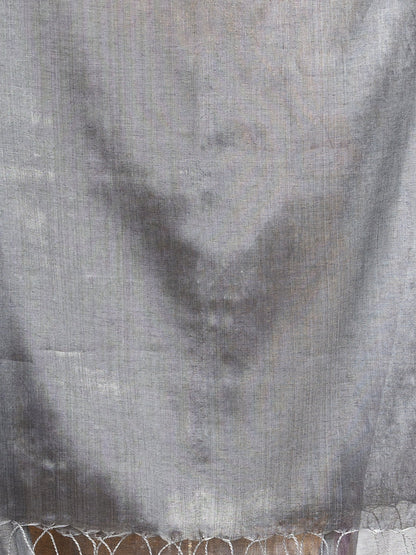 Women's Grey tissue cotton solit haif inchi border saree