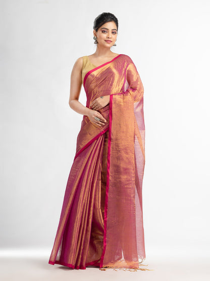Women's Rani tissue cotton solit haif inchi border saree