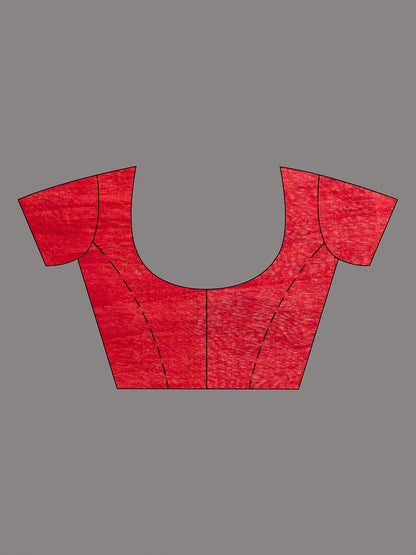 Women's Red all body type check with red pallu handwoven tissue linen saree
