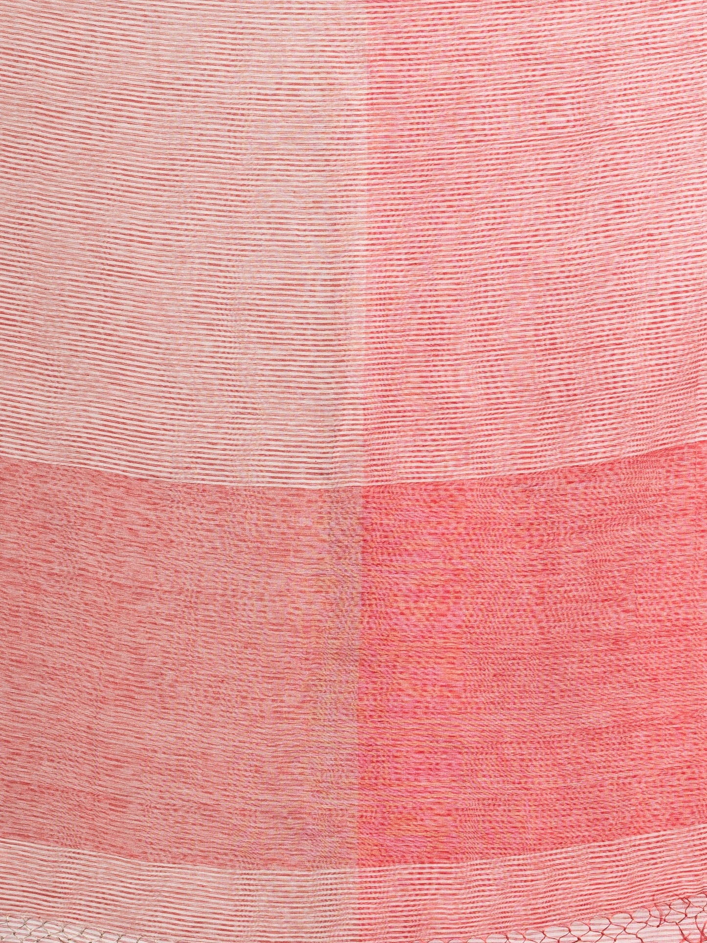 Women's Red all body type check with red pallu handwoven tissue linen saree
