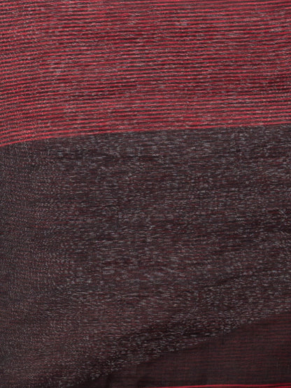 Women's black all body type check with black pallu handwoven tissue linen saree