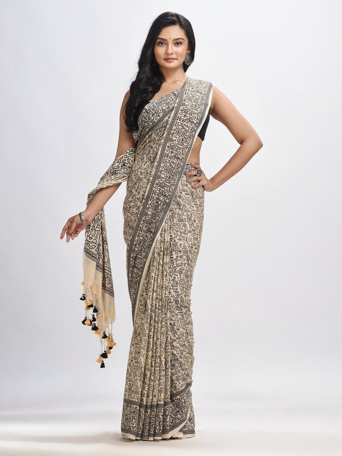 Women's Muga cotton dolls Printed Saree