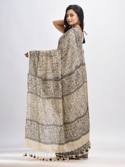 Women's Muga cotton dolls Printed Saree