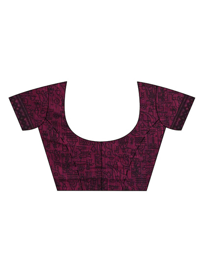 Women's Magenta cotton dolls Printed Saree