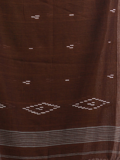 Women's Dark coffee body buti Handloom Molmol Cotton Jamdani Saree