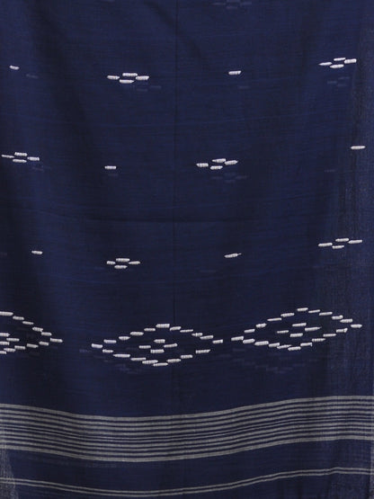 Women's Navy bule body buti Handloom Molmol Cotton Jamdani Saree