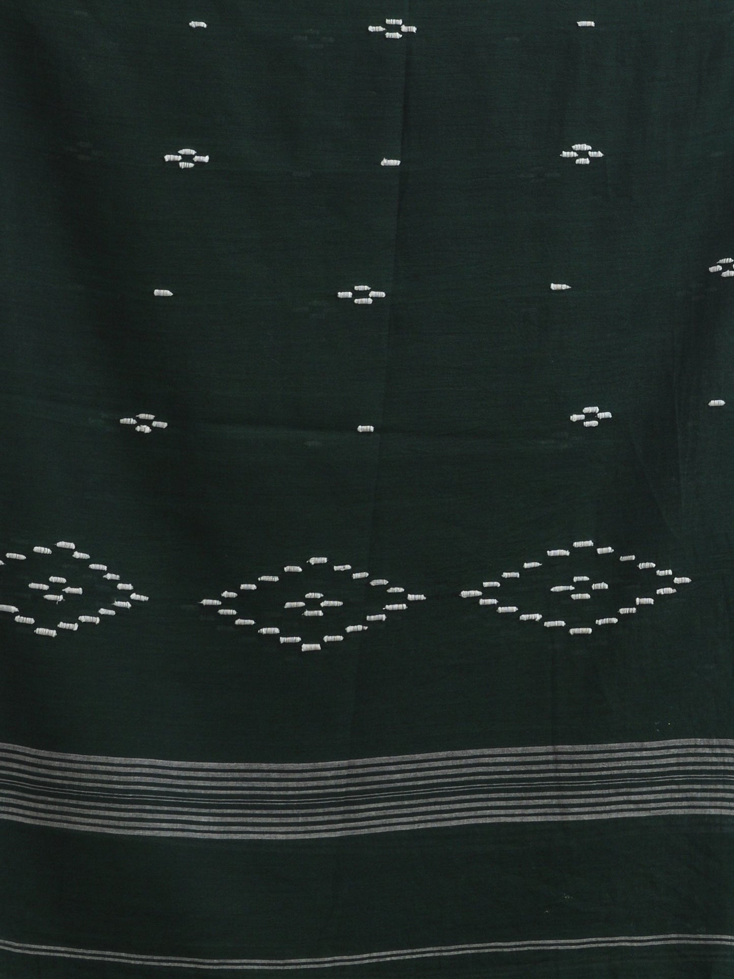 Women's Bottle green body buti Handloom Molmol Cotton Jamdani Saree