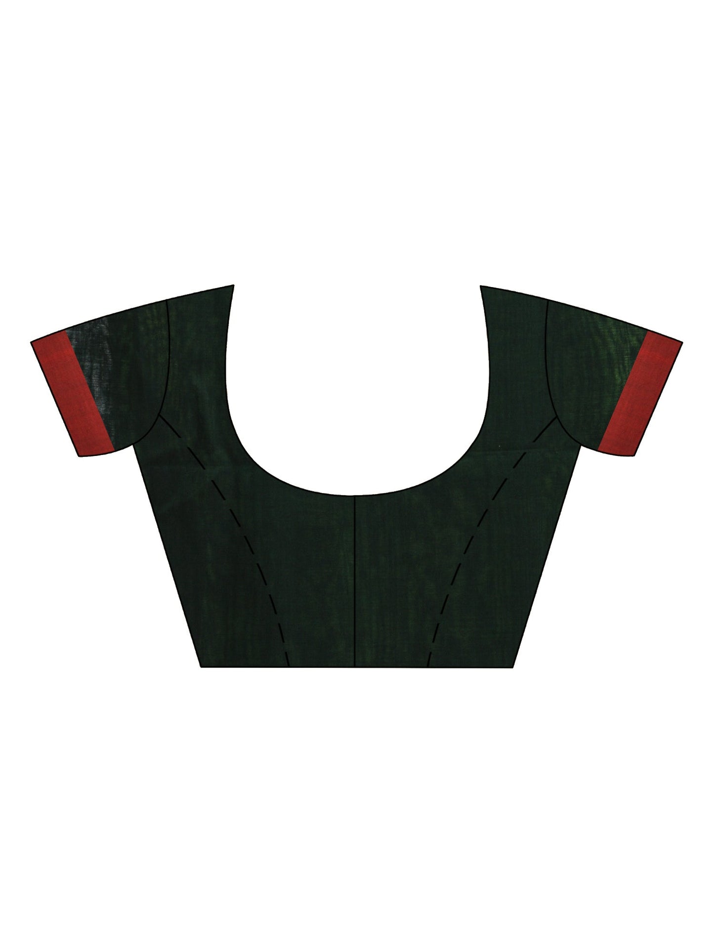 Women's Bottle green cotton with red border handwoven jamdani saree