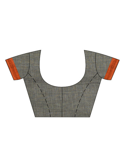 Women's Grey cotton Jacquard jamdani saree