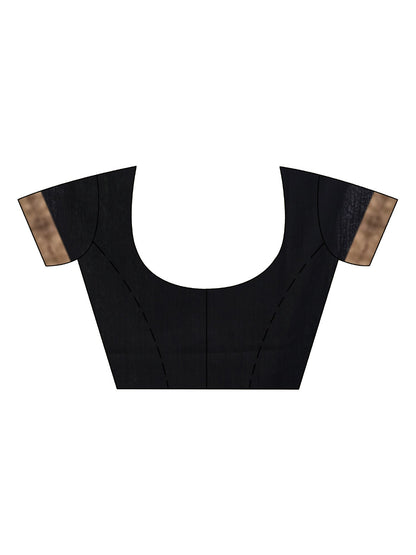Women's Black cotton temple broder handwoven jamdani saree
