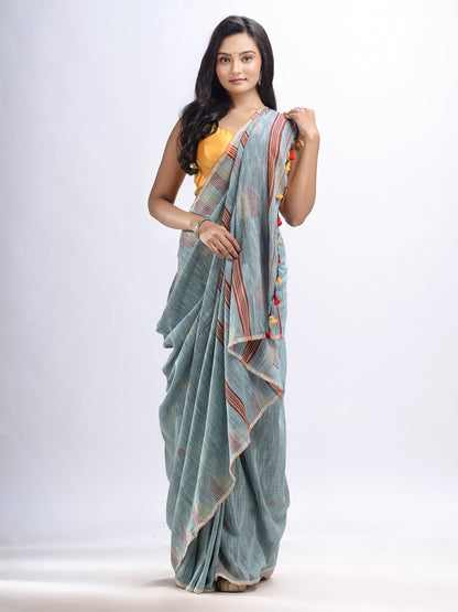 Women's Pool cotton temple broder handwoven jamdani saree