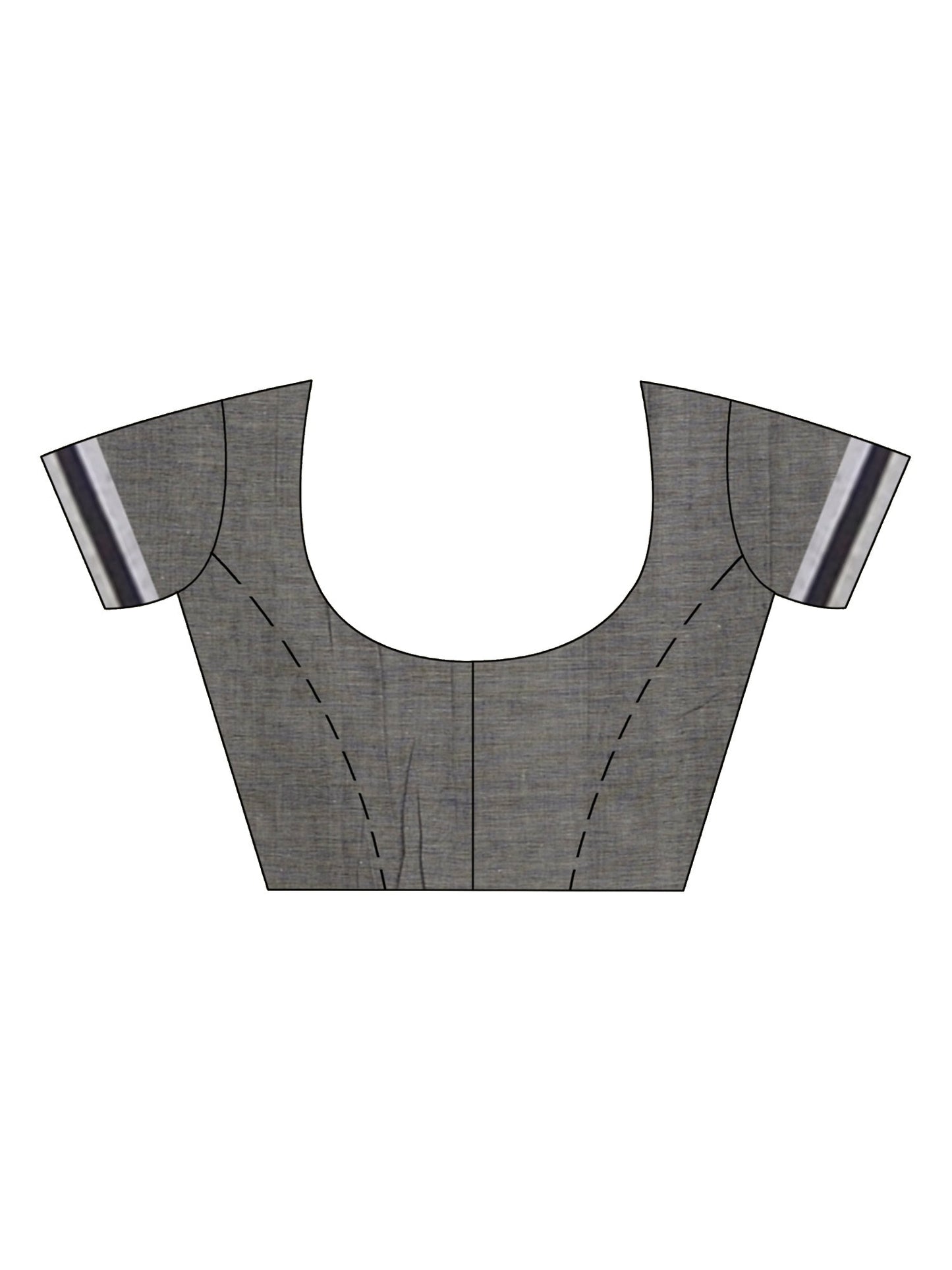 Women's Grey cotton handloom with pallu stipe jamdani saree
