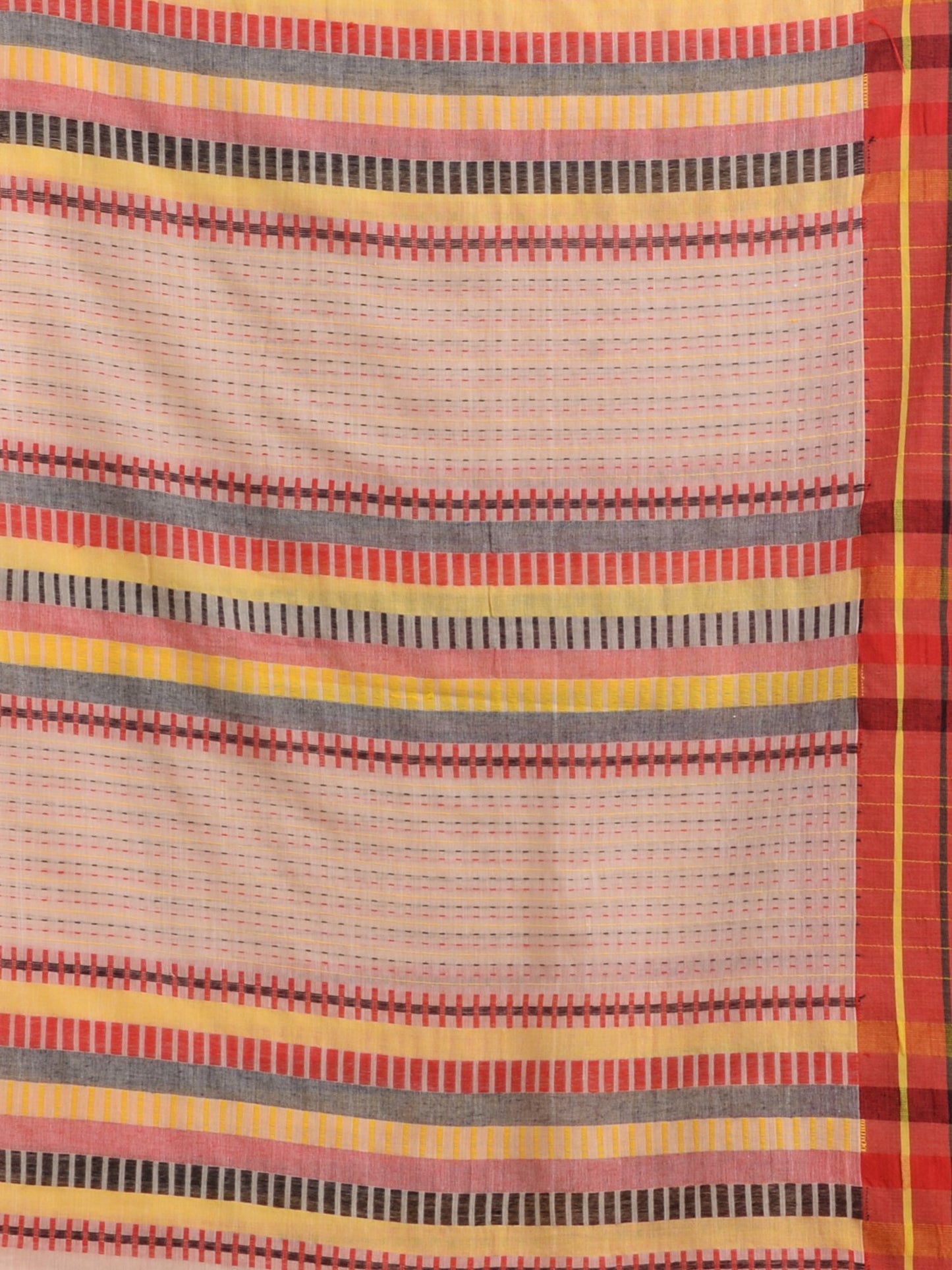 Women's Chic peach cotton kantha stitch handwoven saree