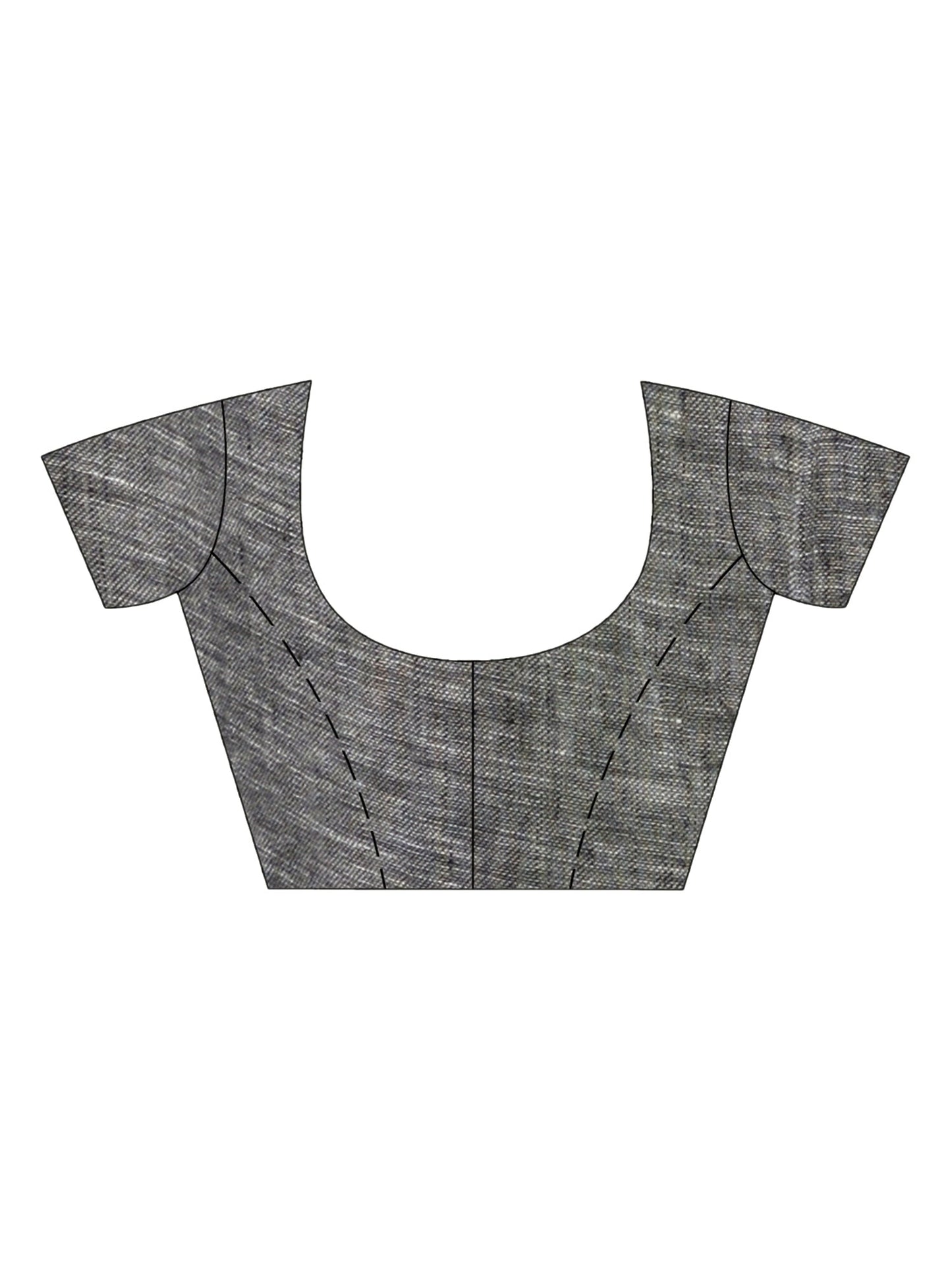 Women's Grey linen all body pom pom with pallu stipe handwoven saree
