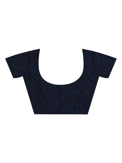 Women's Nevy blue linen harmonium design handloom saree