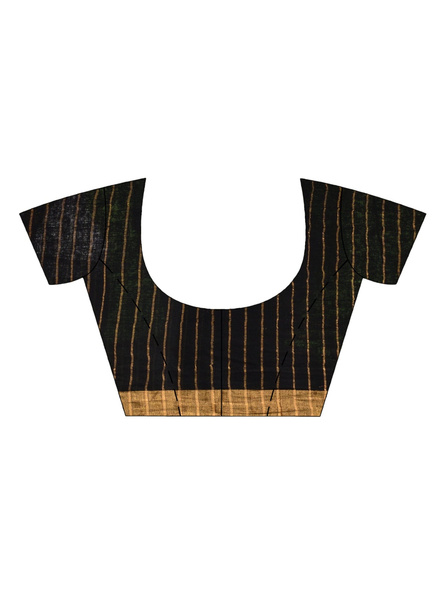 Women's Black linen half check and huff solid body jamdani saree