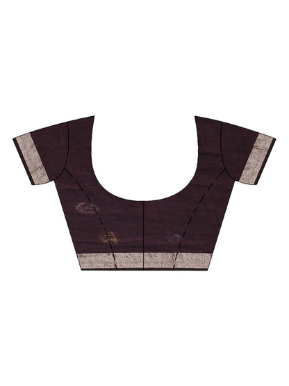 Women's Chocolate brown Traditional Linen Jamdani Saree