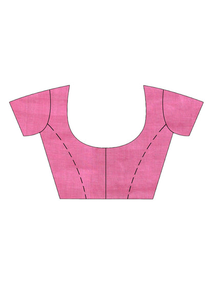 Women's Taffy pink linen all body cumki in pallu zori handloom saree