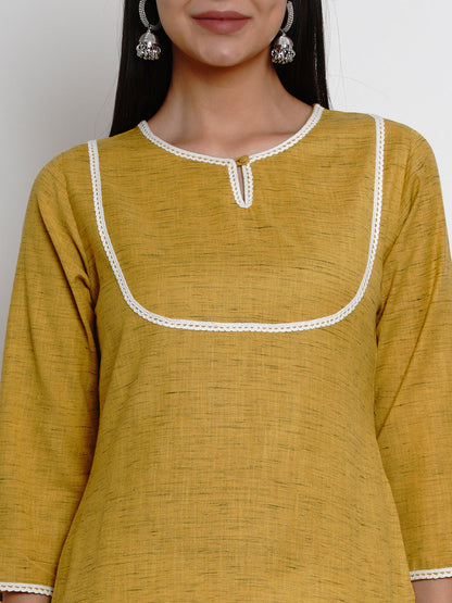 Women's Â Yellow Embellished Straight Kurta