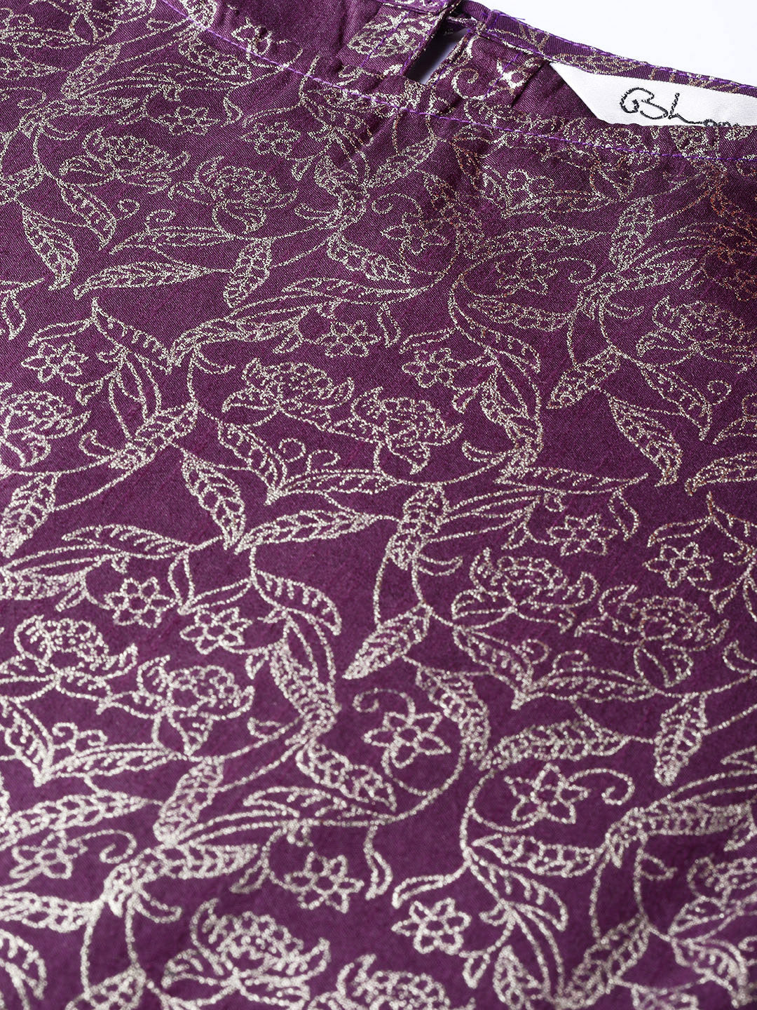 Women's Purple & Golden Block Print Straight Kurta
