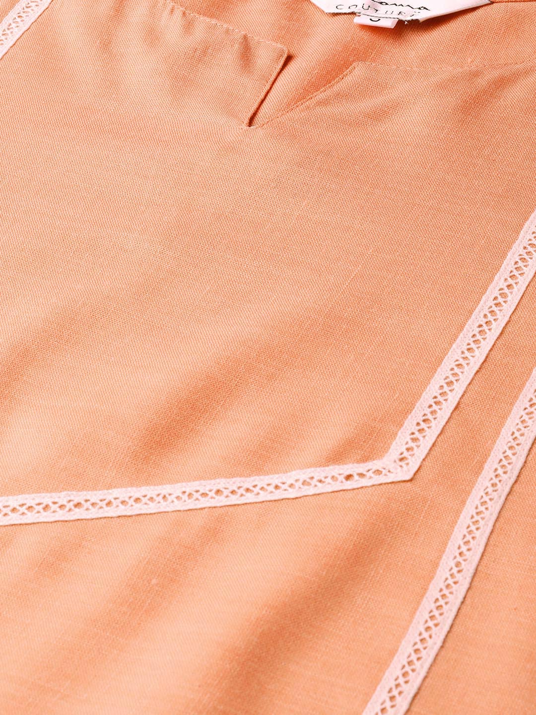 Women's Peach-Coloured Solid Straight Kurta