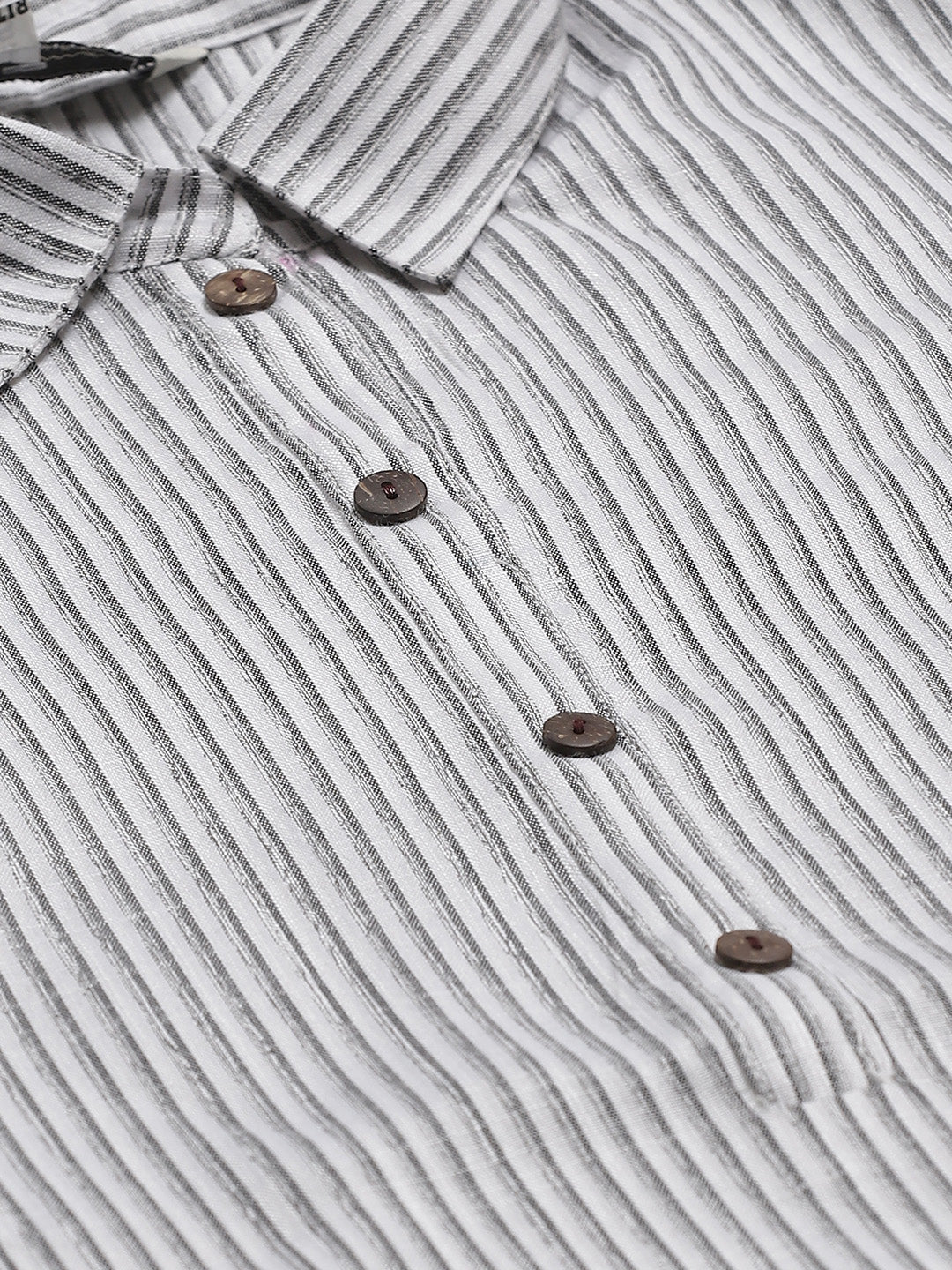 Women's White & Grey Striped Straight Kurta