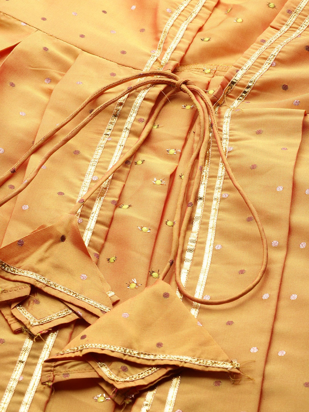 Women's Mustard Yellow & Magenta Woven Design Layered A-Line Kurta