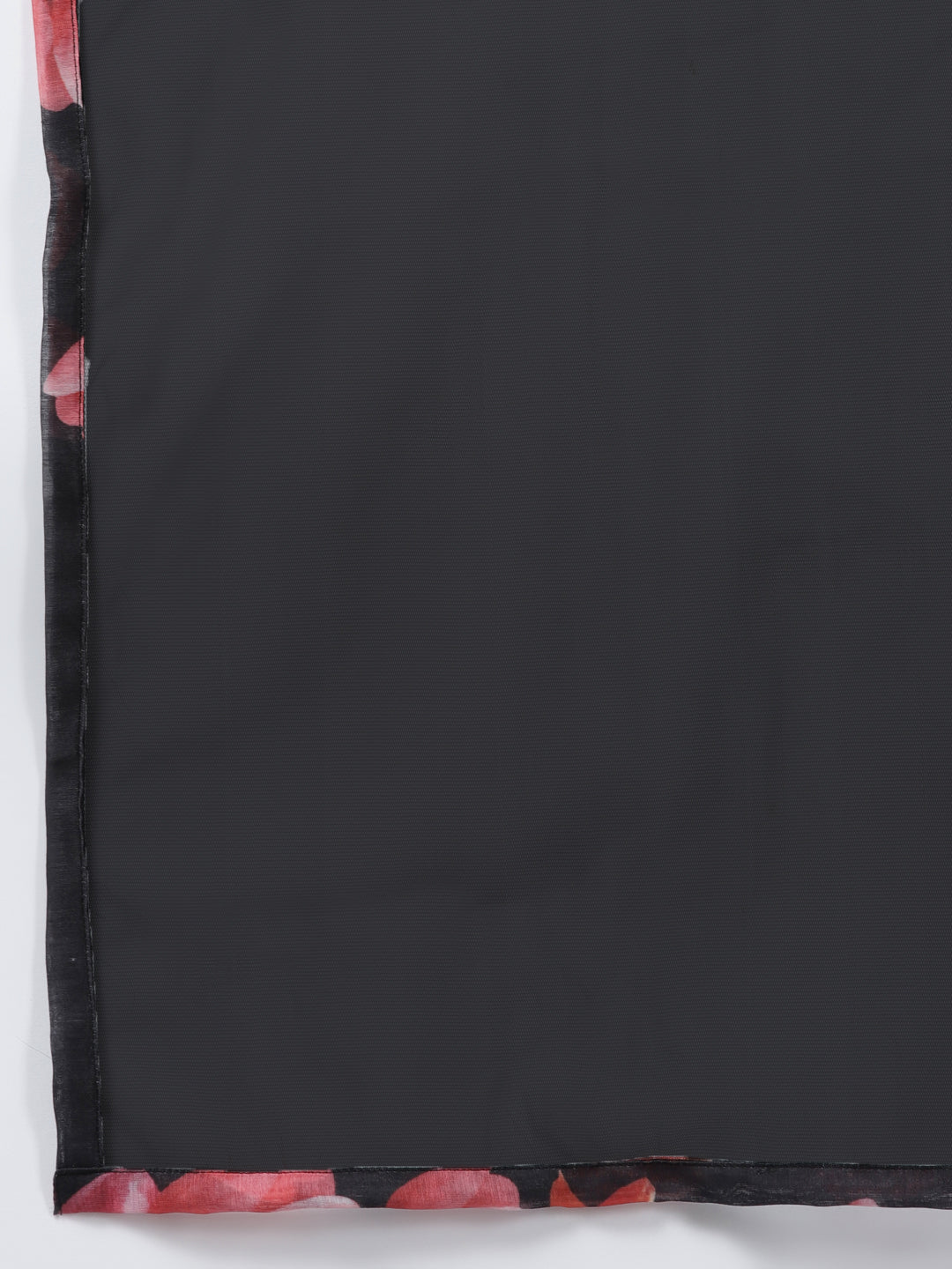 Women's Black Floral Printed Chanderi Silk Anarkali Kurta With Dupatta